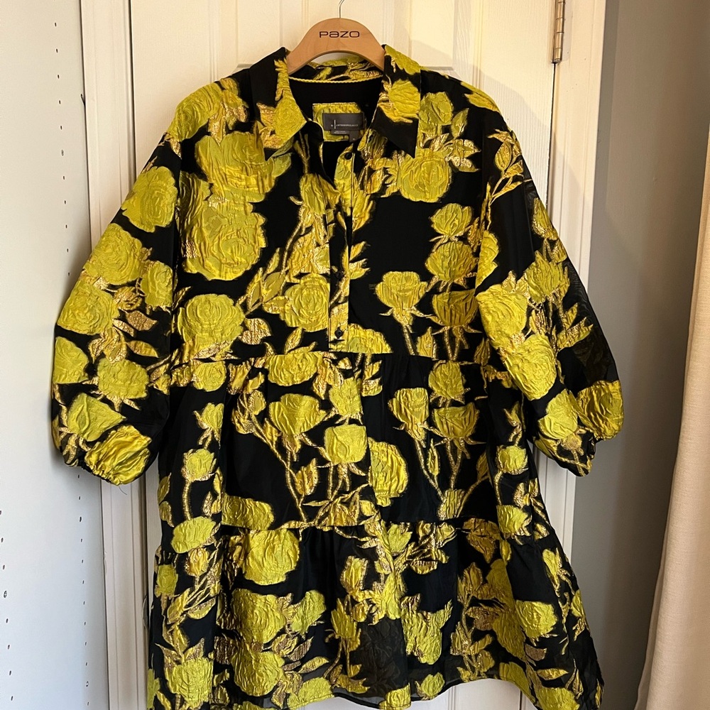 NWT Anthropologie Bettina Tiered Jacquard Mini Shirt Dress by Maeve Sz XL
